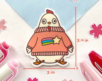 Cute Chicken Sticker| Weatherproof| Waterproof| Hydro flask| Water Bottle| Laptop| Kawaii Chicken Sticker| Animal Sticker