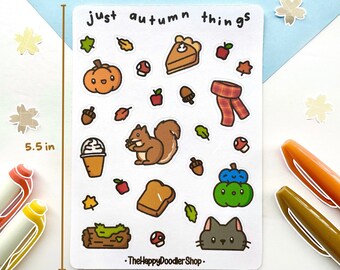 Fall Autumn Pumpkin Sticker Sheet| Planner| Bujo| Journaling| Crafting| Scrapbooking| Notebook| Cozy Fall