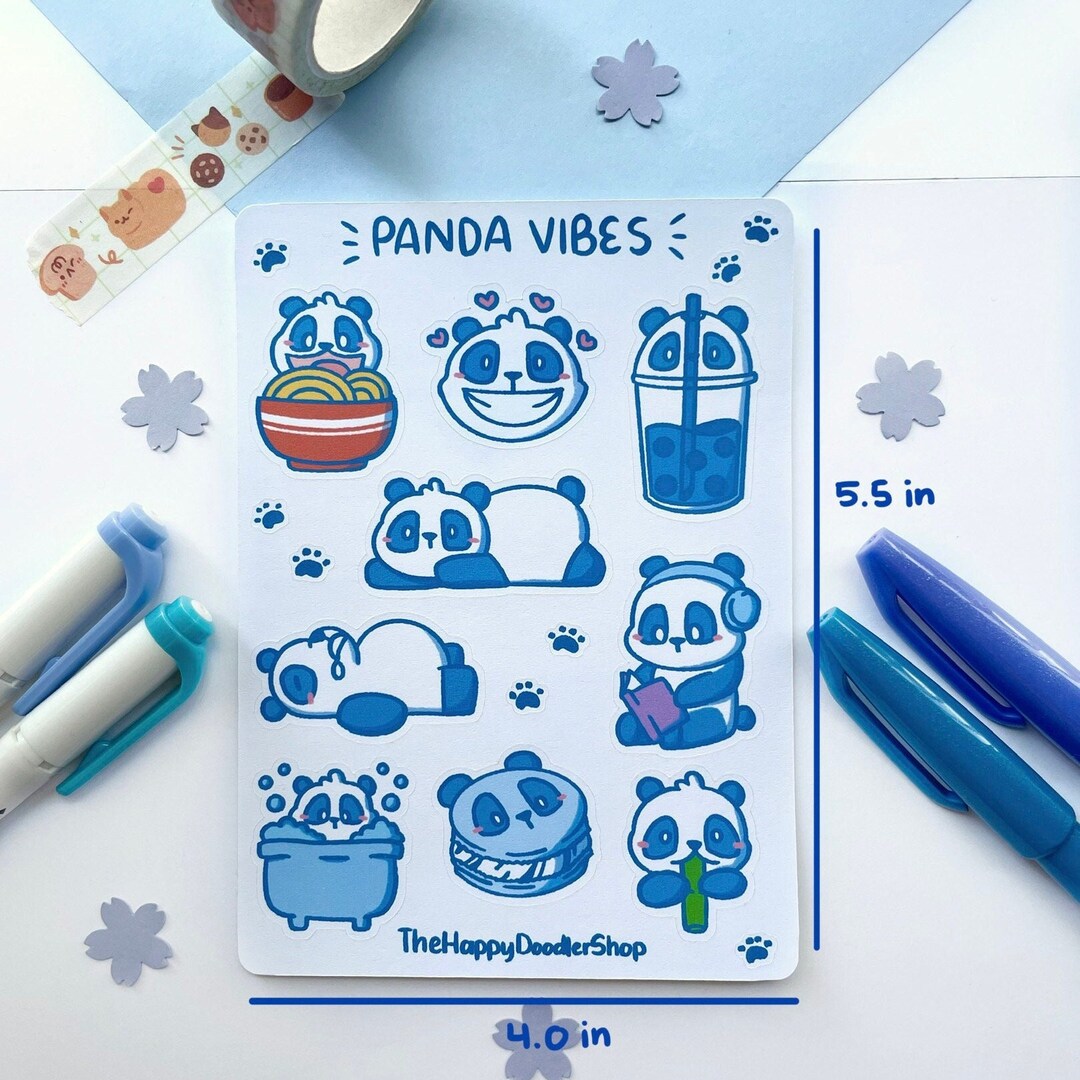 Cute Kawaii Panda Sticker Sheet Cute Sticker Sheet - Etsy