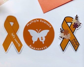 Multiple Sclerosis Awareness Stickers| MS Sticker| MS Awareness| Let's Cure MS| Weatherproof/Waterproof| Laptop| Water bottle| Sticker Pack