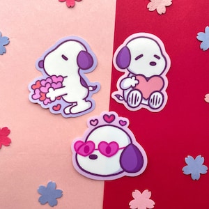 Cute Kawaii Snoopy Valentine Stickers| Weatherproof| Waterproof| Hydroflask| Water bottle| Laptop| Valentine's Day