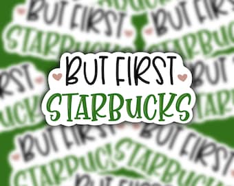 Cute Starbucks Sticker- 3" x 1.44"- Durable Weatherproof Sticker- Perfect for Water Bottles, Laptops, Notebooks, Planners, Bumpers  etc.