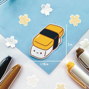 Cute Japanese Tamago Egg Sushi Sticker, Asian Food Sticker, Kawaii, Vinyl Sticker, Weatherproof, Laptop Decal, Waterbottle/Hydroflask