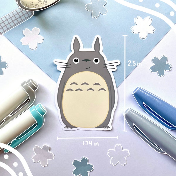 Cute Totoro Sticker| My Neighbor Tototo| Cute Kawaii Sticker| Studio Ghibli| Laptop Sticker| Water Bottle Sticker| Weatherproof Sticker|