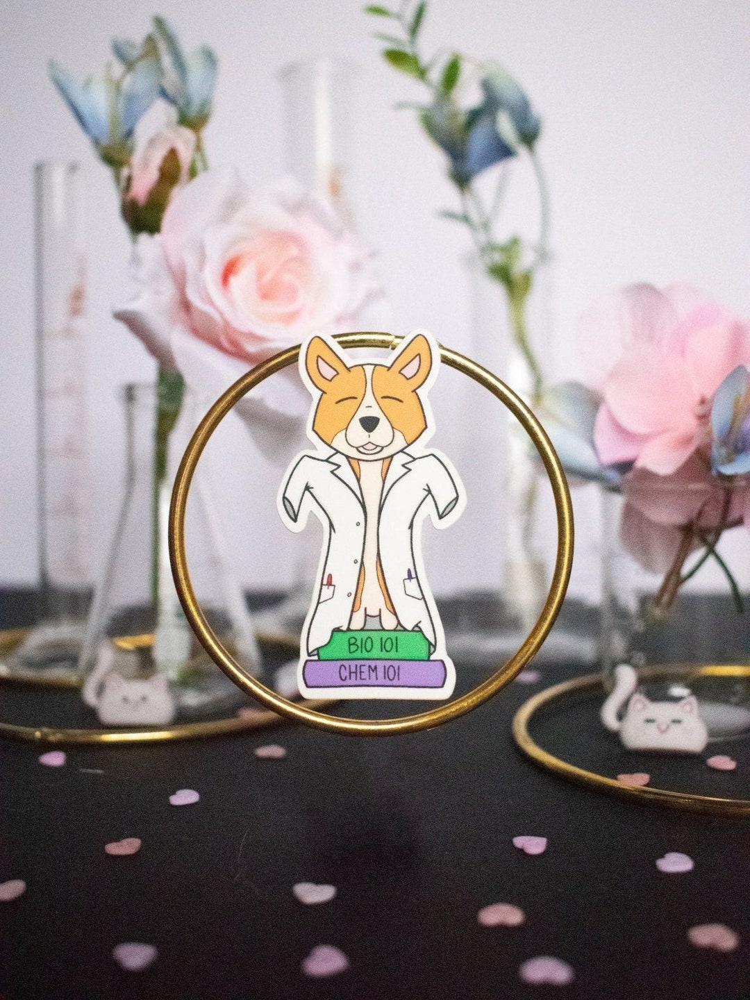 Science Corgi Sticker Corgi Dog in a Lab Coat, Vinyl Sticker, Science Sticker, Geekery ...