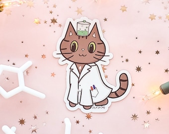cat in lab coat