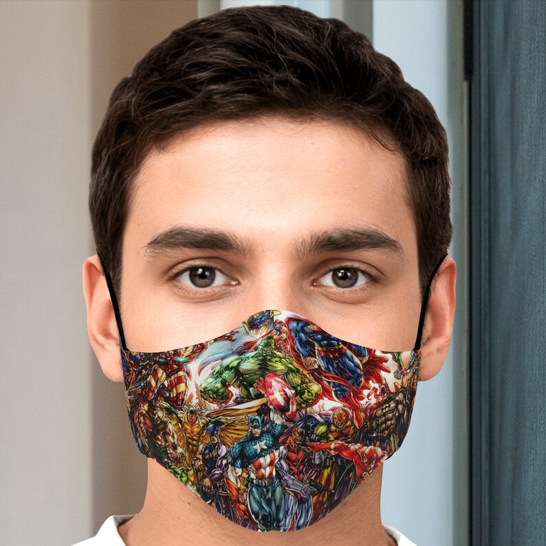 DC Superheroes Collage Face Mask With Filter Unisex Face Etsy