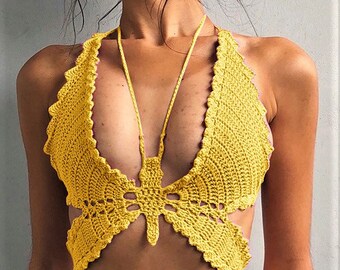 Handmade Crochet Crop Tank Floral Hippie Crop Short Cotton Boho Tank Set Top Set Vintage Daisy Flower Crochet Top and Shorts