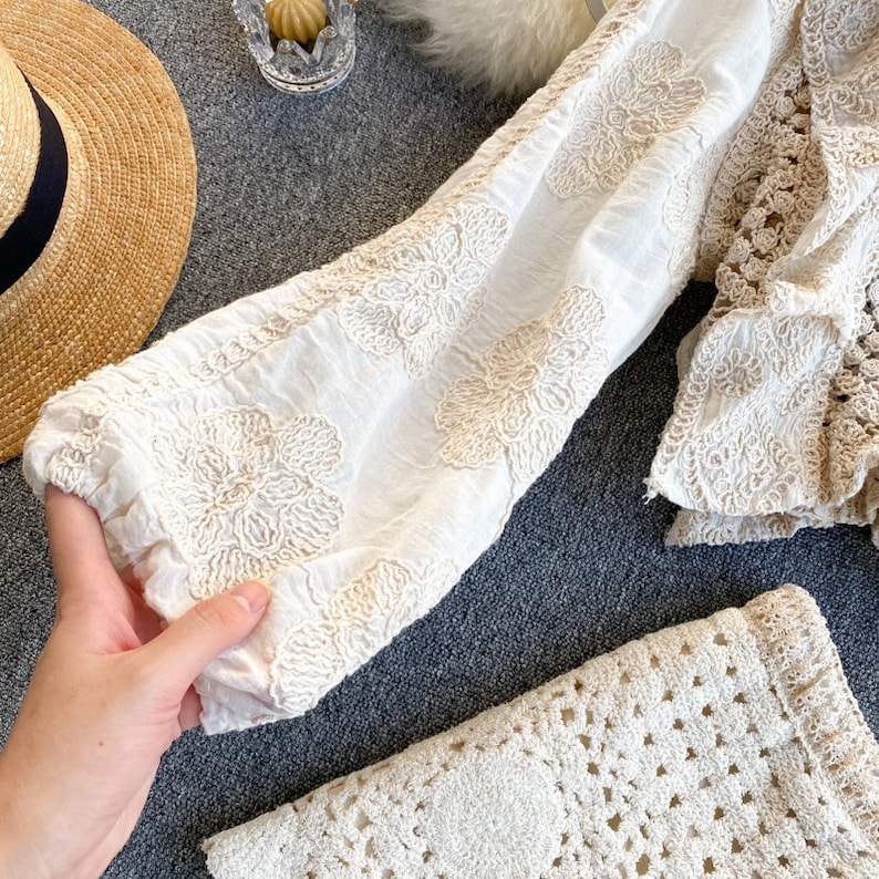 Cute Vintage Top and Shorts Retro Knit Handmade Crochet Set Blouse and Pants Boho Crochet Set Vintage Crop Top Hippie Top and Shorts