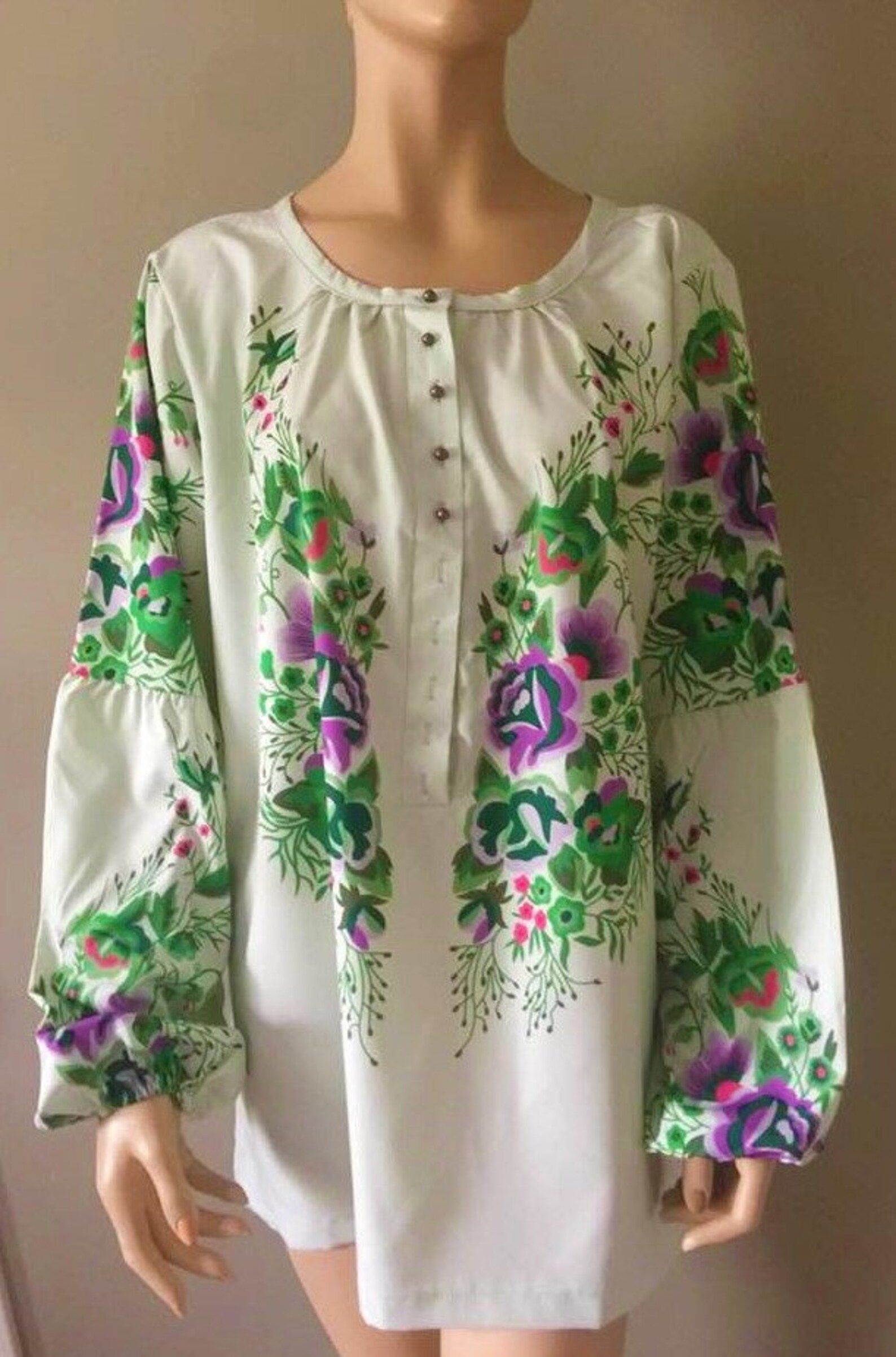 Beautiful Floral Blouse Hippie Shirt Printed Flower Boho Top | Etsy