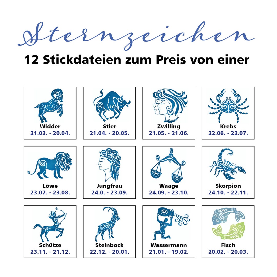 Zodiac Set Embroidery File - Etsy