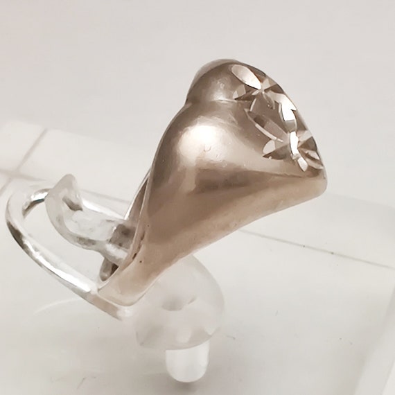 Artisan Made Solid Sterling Silver Etched Heart R… - image 3