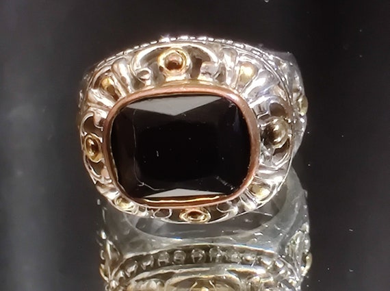 Vintage Chunky Jet Onyx Rhinestone Cocktail State… - image 1