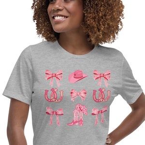 Coquette Pink Bow Cowgirl Boots T-Shirt: Girly Western Tee