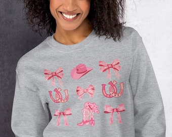 Coquette Pink Bow Cowgirl Sweatshirt: Trendy Girlie Gift