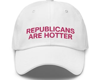 Cappellino da papà ricamato "Repubblicani più attraenti": un cappellino con messaggio politico.