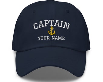Personalized Captain Embroidered Hat, CUSTOM CAPTAIN Dad Hat, Customize Your Hat, Add your Name, Captain Hat, Captain Cap, Boat Hat
