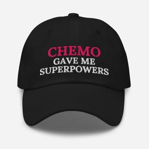Chemo Hat Chemotherapy Breast Cancer Survivor Hat Breast Cancer Hat Embroidered Dad Cap Chemo Gave Me Superpowers Pink Ribbon Baseball Cap