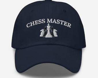 Gorra de Maestro de Ajedrez / Gorra Ajustable Bordada para Papá / Regalo para Jugador de Ajedrez