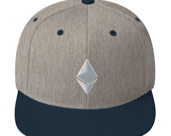 Ethereum SILVER Logo, Ethereum Logo, HODL Cryptocurrency, Snapback Hat, Baseball Hat, Baseball Cap, Crypto Hat, Dad Hat, Ethereum Hat
