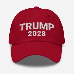 Trump 2028 Hat Embroidered Red MAGA Cap Trump 2028 Embroidered Cap Trump 2028 Hat Republican Gift Political Support Hat Support Trump Cap