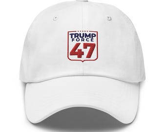 Gorra de béisbol Trump Force 47: Gorra de sarga de algodón para el mitin en EE. UU.