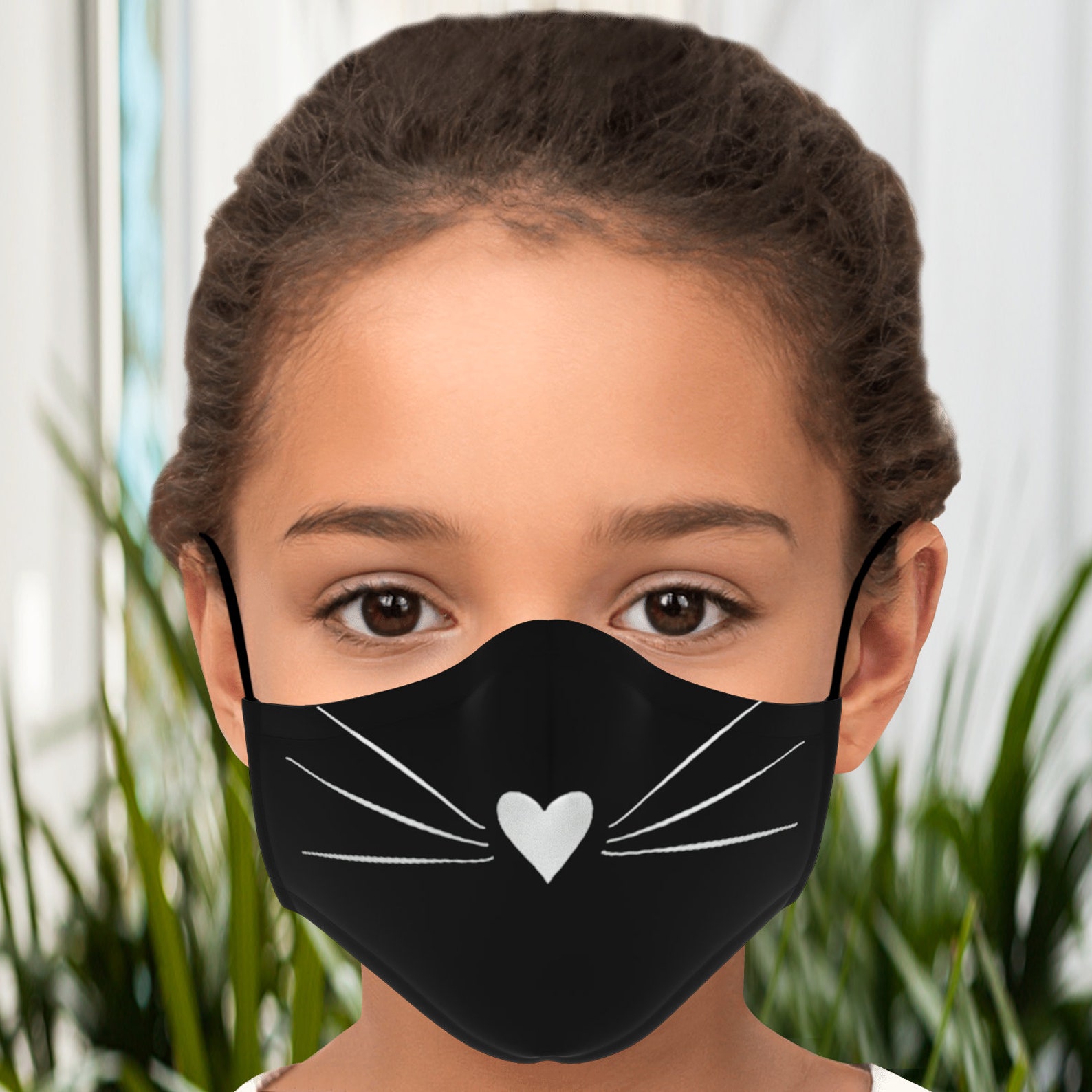 Cat Heart Whisker Face Mask With Filter Unisex Face Mask Etsy