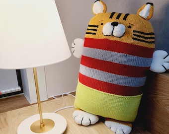 Tiger Toy Pillow Knitting PATTERN : pattern PDF instant download - English, Korean