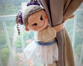 Curtain Angel Doll  knitting PATTERN, right or left angel tieback pattern PDF instant download - English, Korean