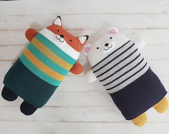 Toy Pillow - Bear, Fox Knitting PATTERN : pattern PDF instant download - English, Korean