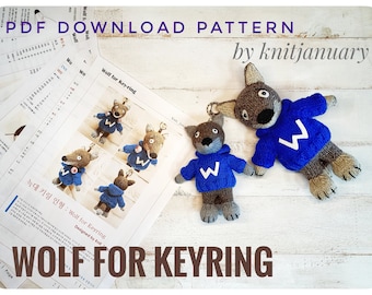 Wolf for key-ring Knitting PATTERN : pattern PDF instant download - English, Korean