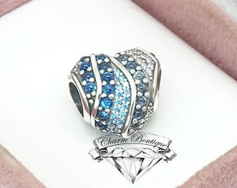 Pandora Aqua Heart Charm, Blue Water, Ocean, Tropical Sea, Love 797015NABMX