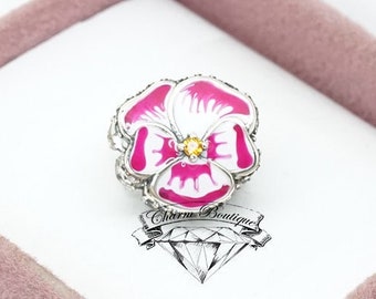 Pandora, Pink Pansy Flower Bracelet Charm, Floral 790777C01