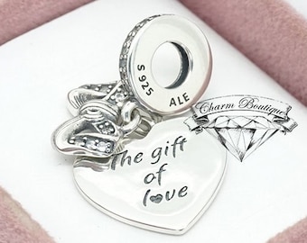 Pandora, Bow & Love Heart Pendant, The Gift, Bracelet Charm 799221C01