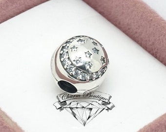 Pandora, Sparkling Moon & Star Clip, Sky, Bracelet Charm 791386CZ