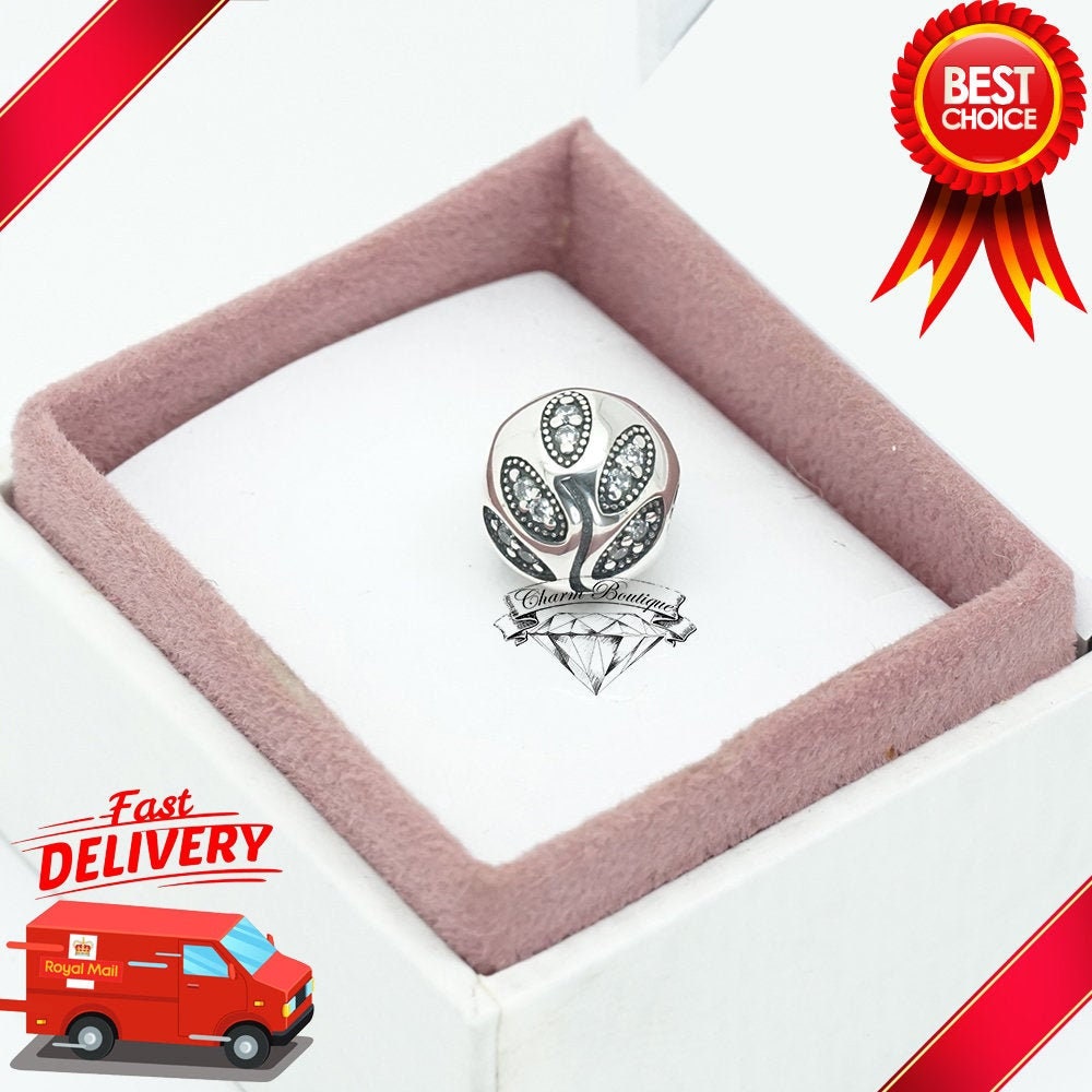 Pandora Sparkling Leaves Clip, Floral, Charm 791416CZ - Etsy