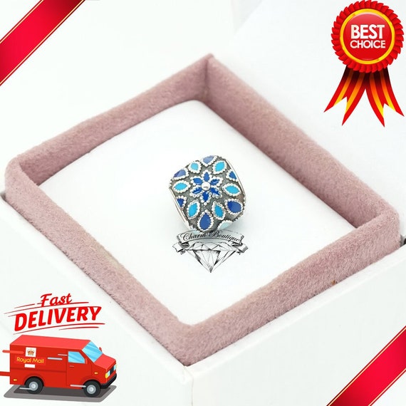 Pandora Cathedral Rose Charm, Blue Flower, Floral 791374ENMX - Etsy
