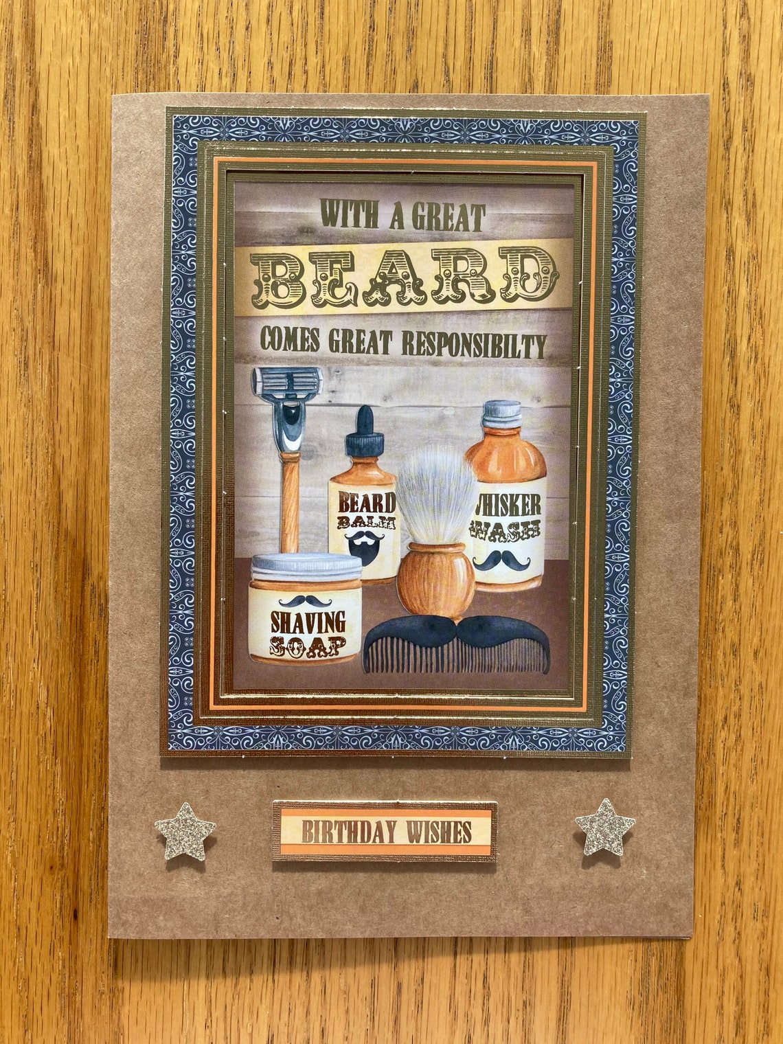 Handmade Hipster Barber Shop Birthday Card two variations Etsy