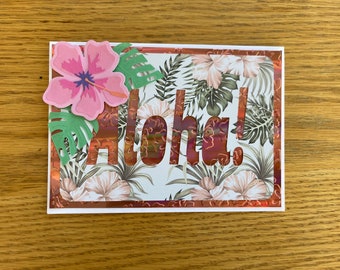 Handmade Hawaiian Hibiscus ‘Aloha’ Card | Handmade Just Because Card | Handmade Hawaiian Birthday Card | Aloha Card | Hawaii Greetings Card
