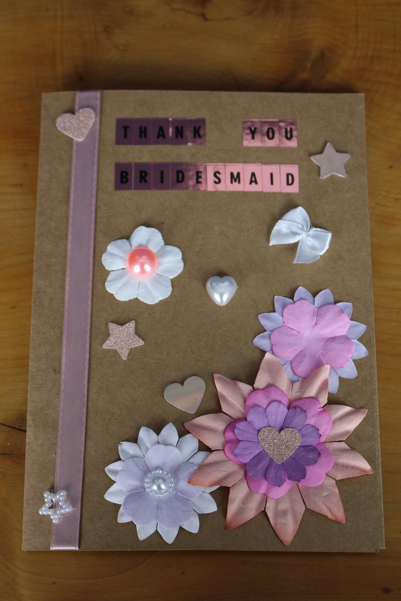 Handmade Ruby Ru Signature Design Thank You Bridesmaid Card