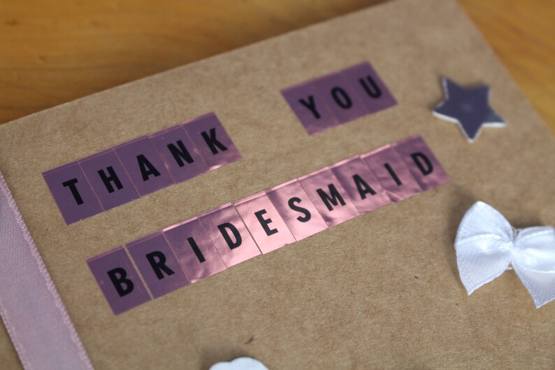 Handmade Ruby Ru Signature Design Thank You Bridesmaid Card