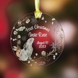 Baby&#39;s First Christmas Ornament Woodland Bunny Clear Acrylic Ornament