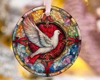 Stained Glass Dove Ornament Christmas Ornament Collectors Ornaments 2023 Christmas Ornament Best Selling Ornaments Christmas Decorations