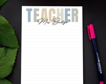 Personalized Notepad Custom Teacher Notepad Cute Teacher Gift School Supplies Customized Teacher Notes Back to School Needs