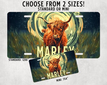 Highland Cow License Plate 2 Sizes Vanity Plate Car Plate Metal License Plate Bike Plate Aluminum Plate Custom Gifts Personalized Gifts