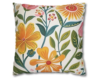 Bold Florals Faux Suede Square Pillow Case Home Decor Housewarming Gifts Mother's Day Gift