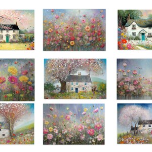 Ensemble de cartes de correspondance florales