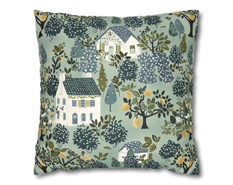 English Garden Lemon Trees Faux Suede Square Pillow Case Home Decor Housewarming Gifts Mother's Day Gift Father's Day Gift