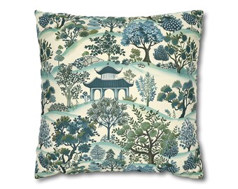 Oriental Gardens Faux Suede Square Pillow Case Home Decor Housewarming Gifts Mother's Day Gift Father's Day Gift