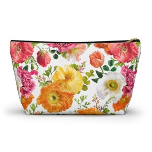 Jolis coquelicots Accessoire Floral Pochette Cosmétique Sac Crayon Étui Électronique Sac Fermeture éclair Pochette w T-bottom | Idéal pour la rentrée scolaire, les voyages